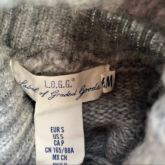 L.O.G.G. Small Grey Ribbed Turtleneck Alpaca Blend Sweater - Picture 3 of 8